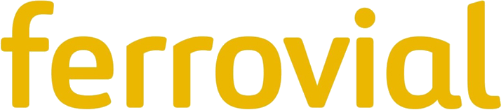 The word 'ferrovial' in a bold, yellow font.